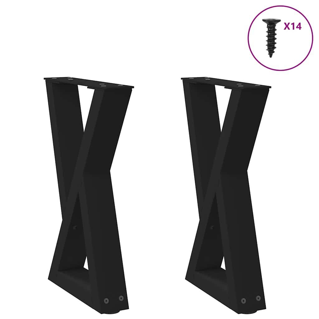 Coffee table legs 2 pcs black 28x(42-43.3) cm steel