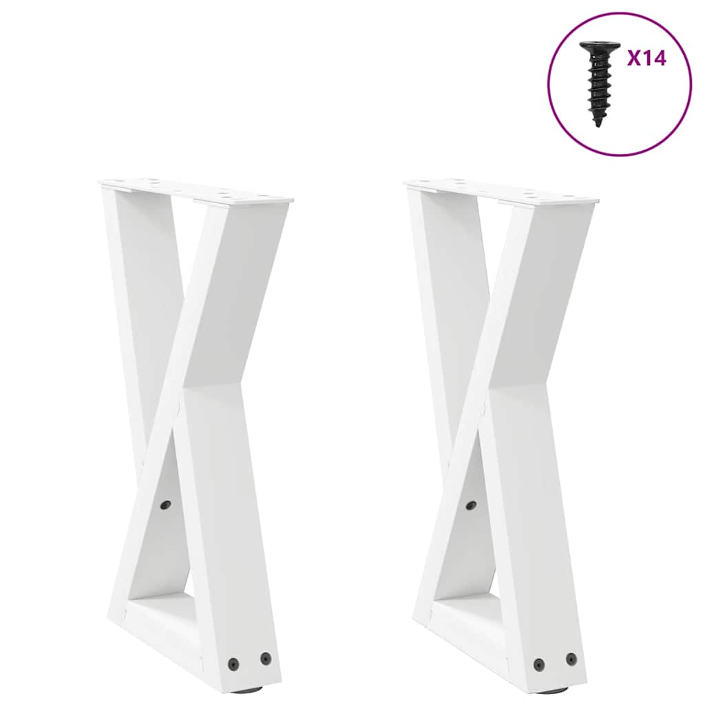 Coffee table legs 2 pcs white 28x(42-43.3) cm steel