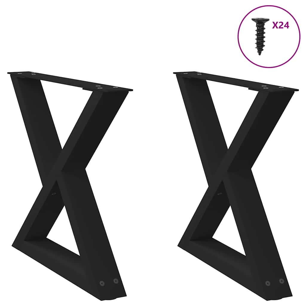 Coffee table legs 2 pcs black 50x(42-43.3) cm steel