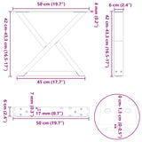 Coffee table legs 2 pcs white 50x(42-43.3) cm steel