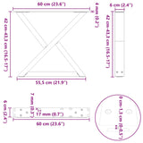 Coffee table legs 2 pcs white 60x(42-43.3) cm steel