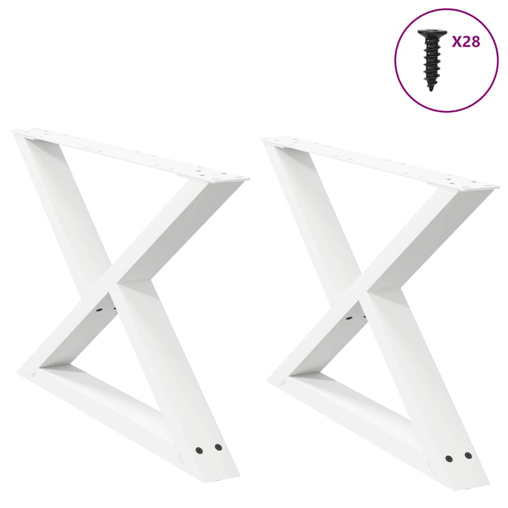 Coffee table legs 2 pcs white 70x(42-43.3) cm steel