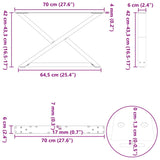 Coffee table legs 2 pcs white 70x(42-43.3) cm steel