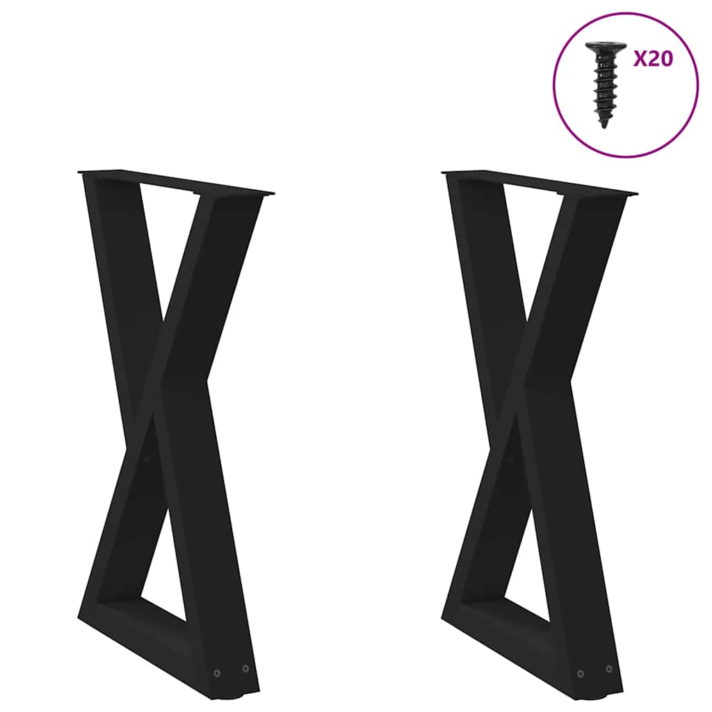 Dining table legs 2 pcs black 50x(72-73.3) cm