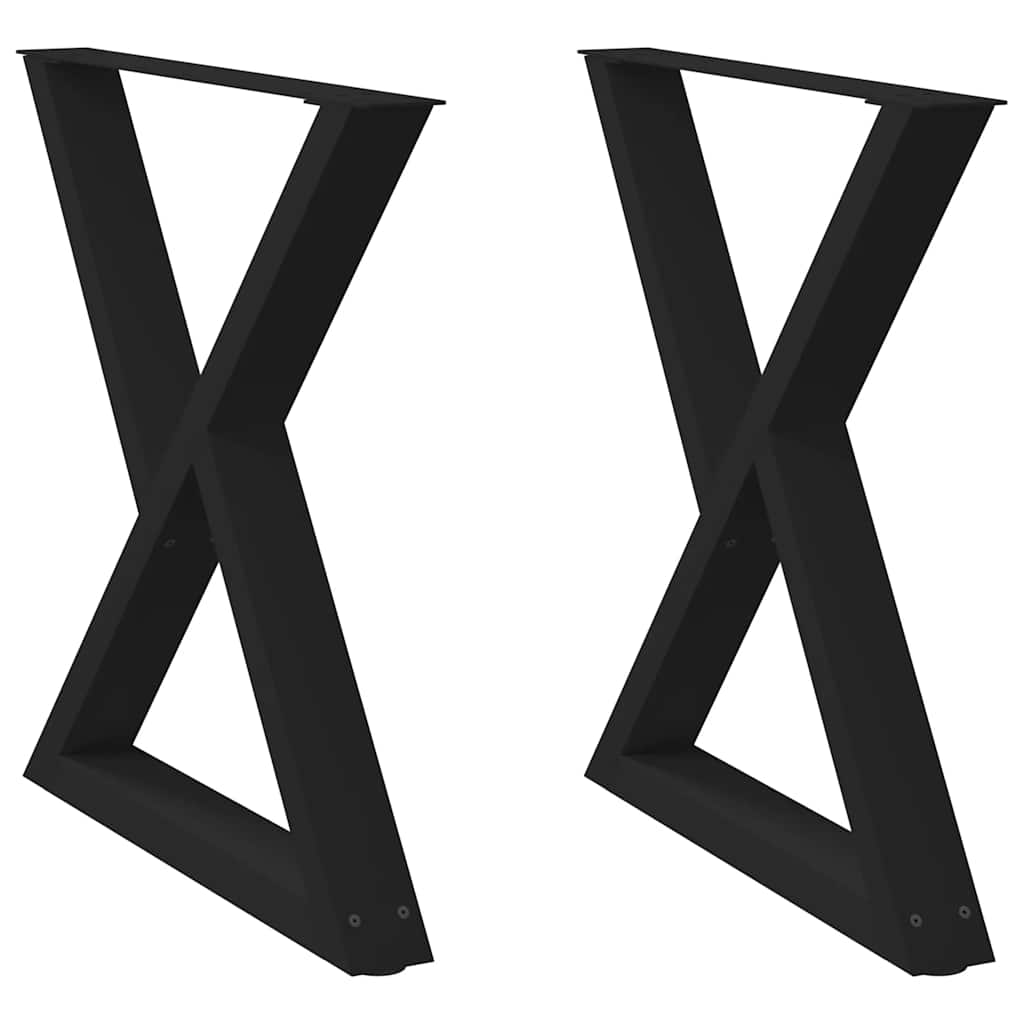 Dining table legs 2 pcs black 70x(72-73.3)cm steel