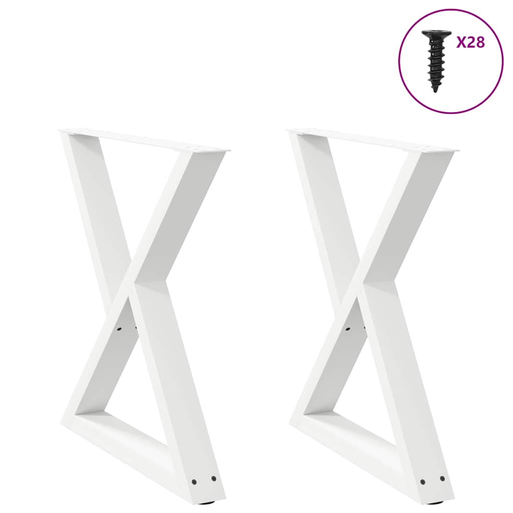 Dining table legs 2pcs white 70x(72-73.3)cm steel