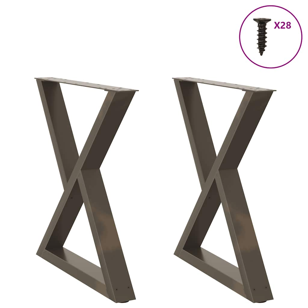 Pieds de table à manger 2pcs acier naturel acier 70x(72-73,3)cm