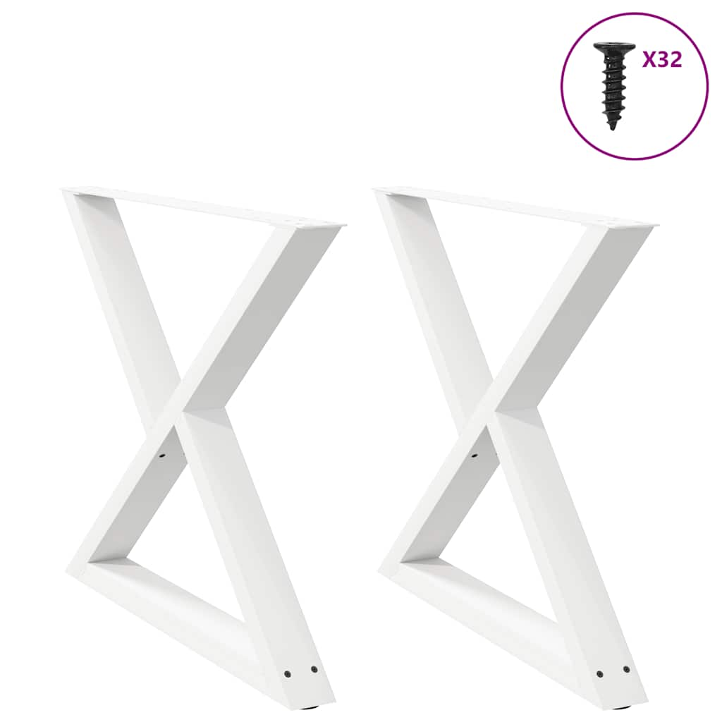 Dining table legs 2 pcs white 90x(72-73.3) cm steel