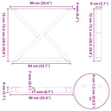 Dining table legs 2 pcs anthracite 90x(72-73.3) cm steel