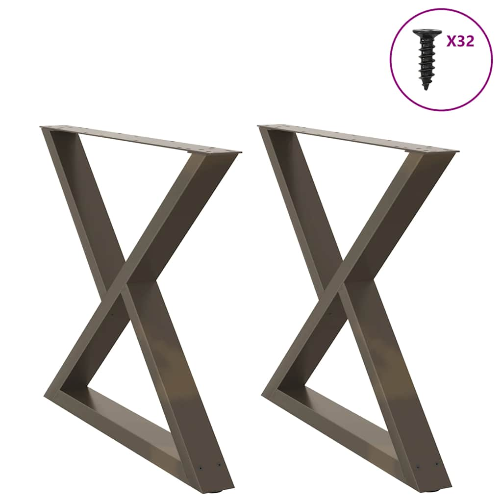 Dining table legs 2pcs natural steel 90x(72-73.3)cm steel