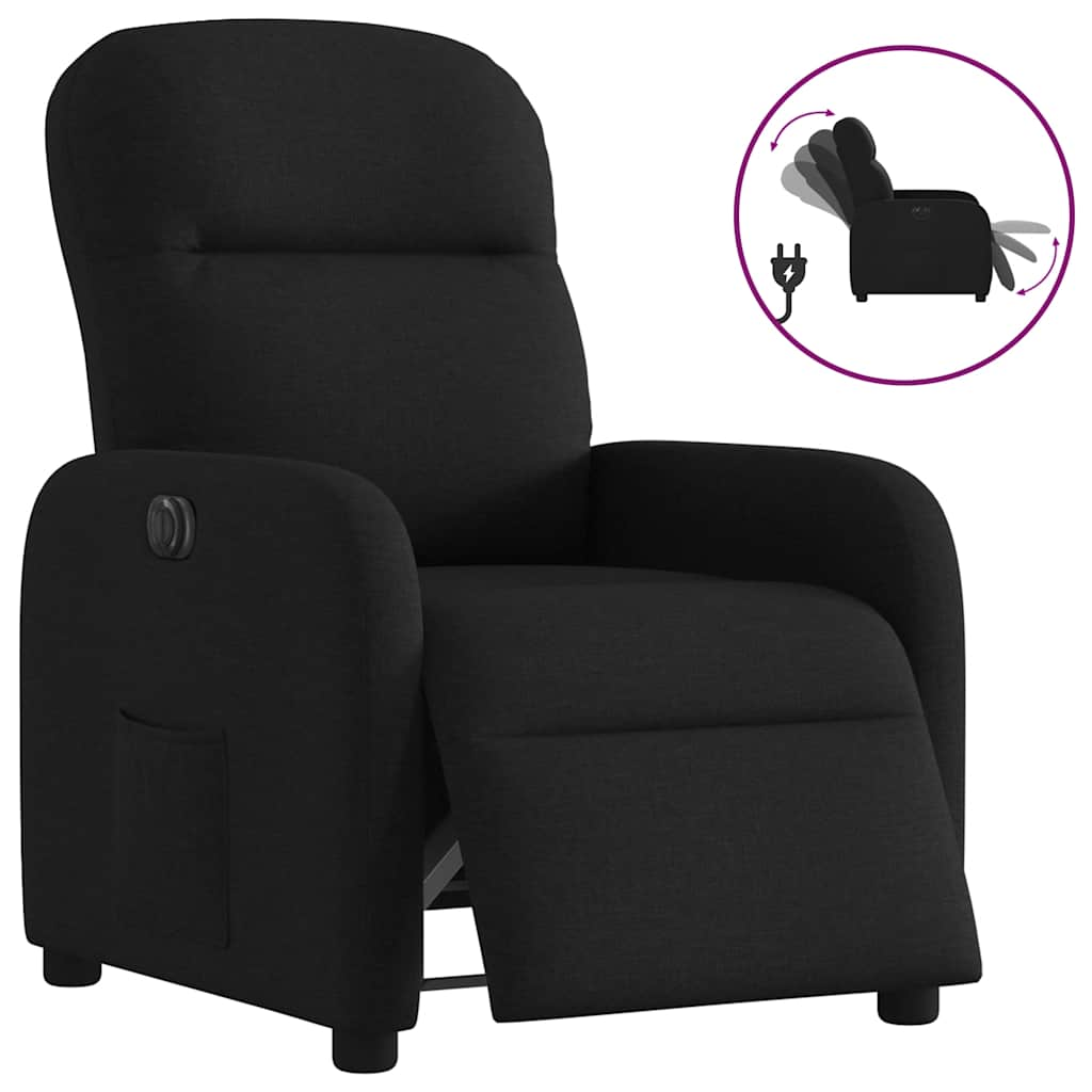 Fauteuil inclinable électrique Noir Tissu