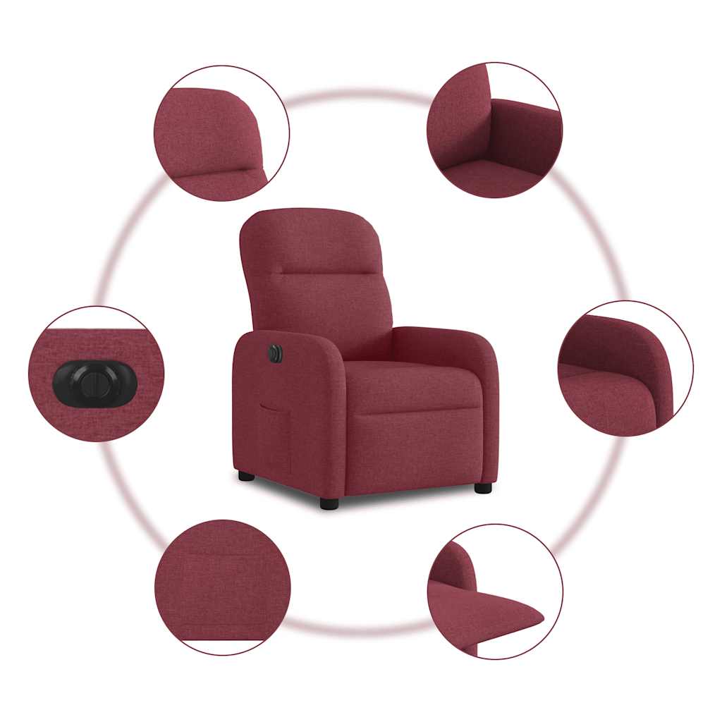 Fauteuil inclinable électrique Rouge bordeaux Tissu