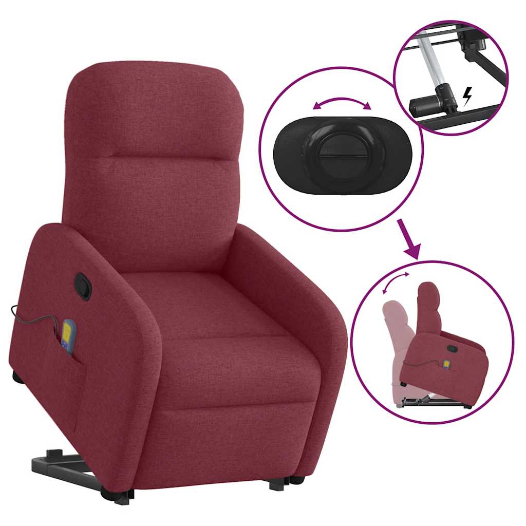 Fauteuil inclinable de massage Rouge bordeaux Tissu