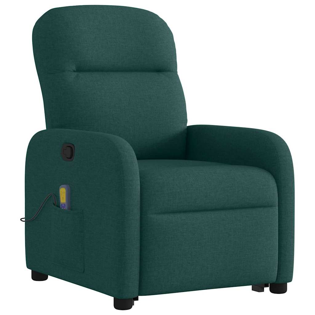 Fauteuil inclinable de massage Vert foncé Tissu