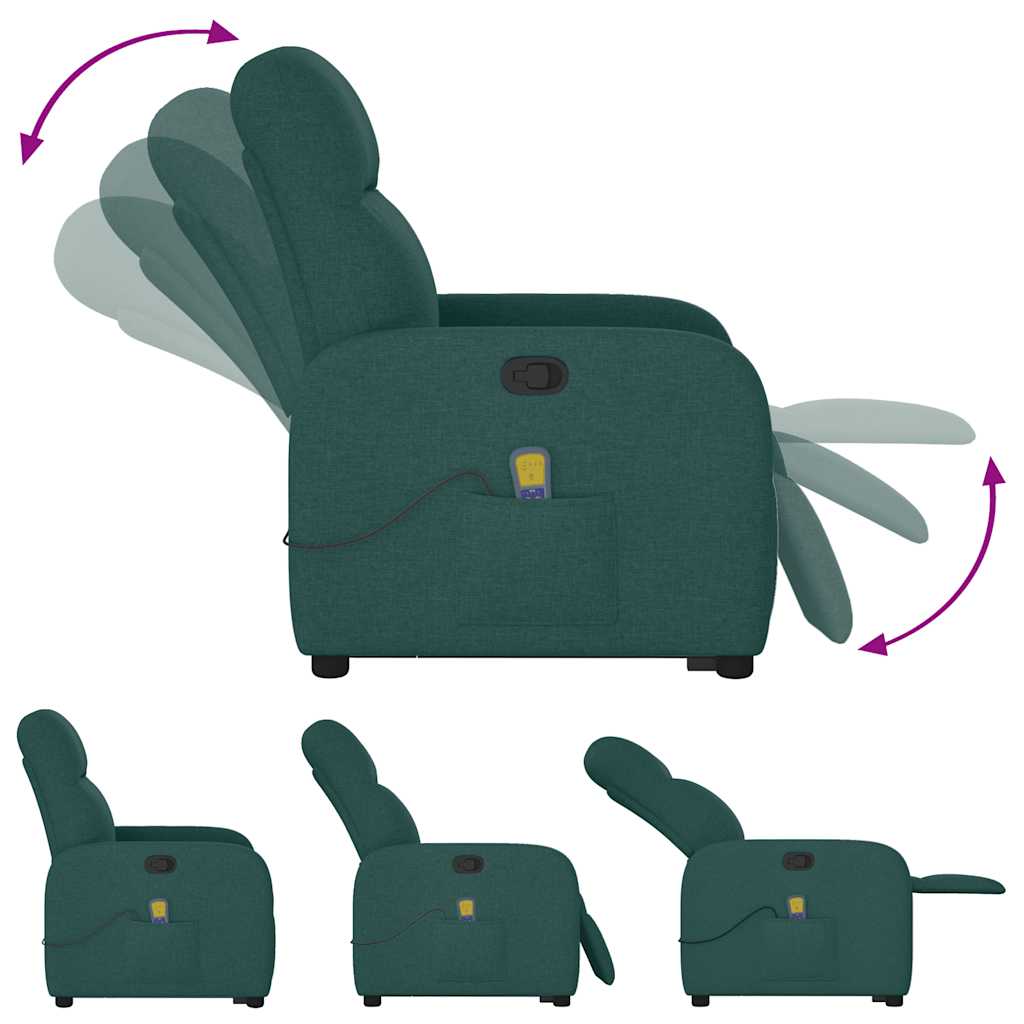 Fauteuil inclinable de massage Vert foncé Tissu