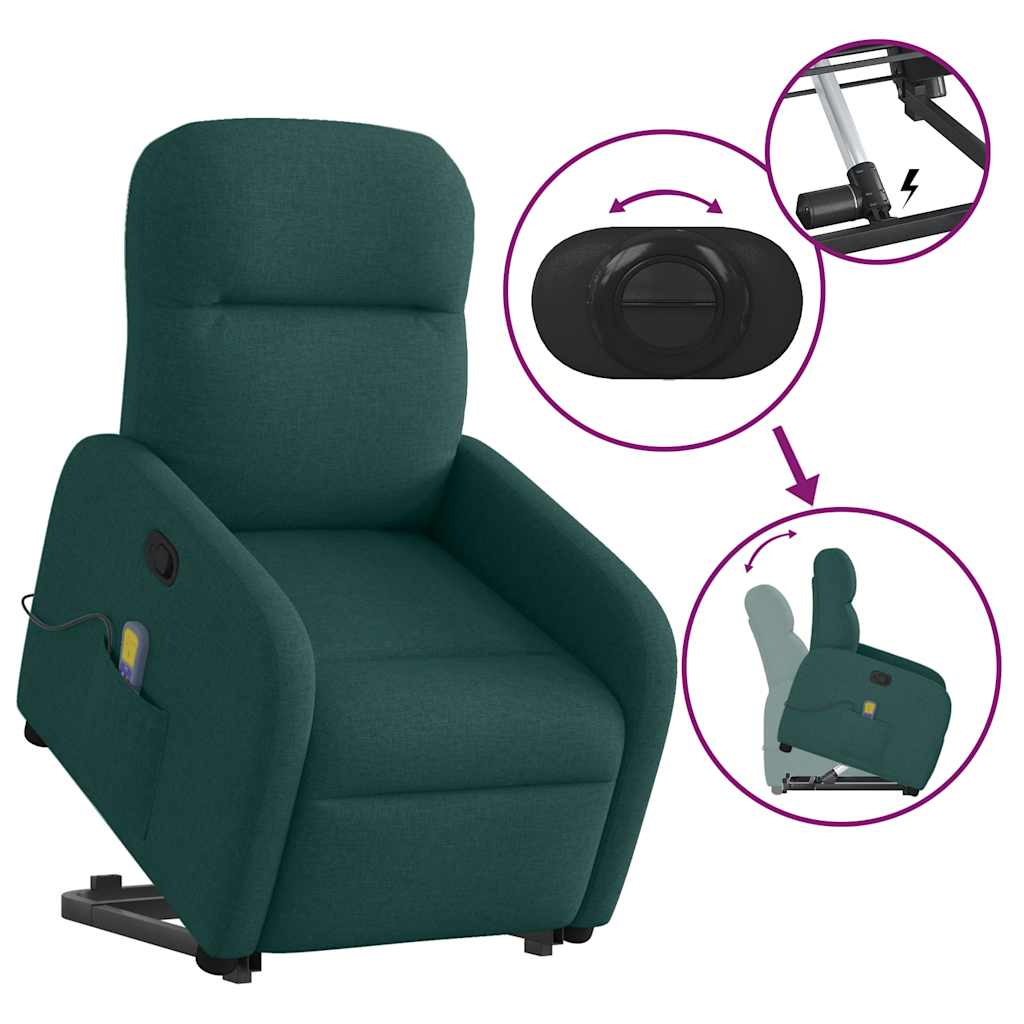 Fauteuil inclinable de massage Vert foncé Tissu