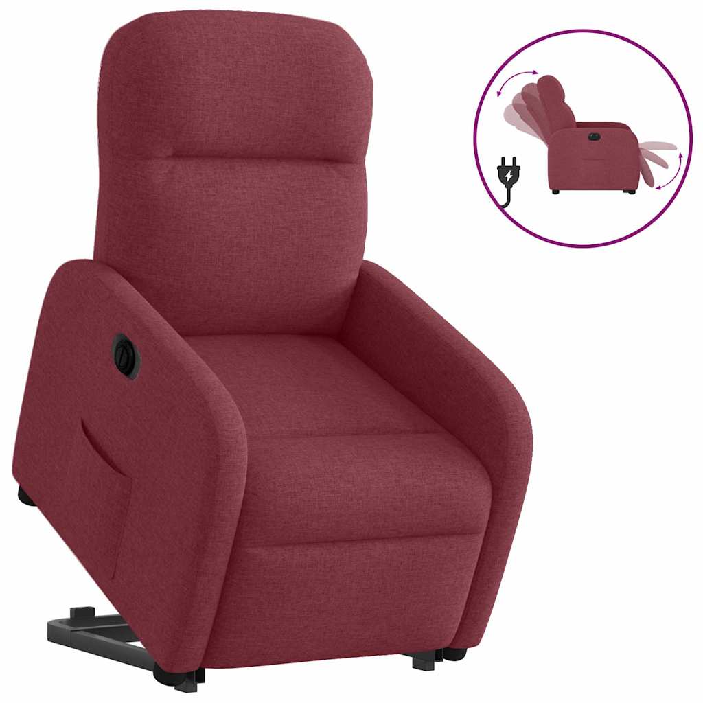 Fauteuil inclinable électrique rouge bordeaux tissu