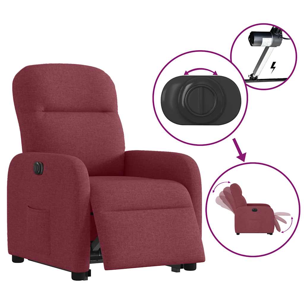 Fauteuil inclinable électrique rouge bordeaux tissu