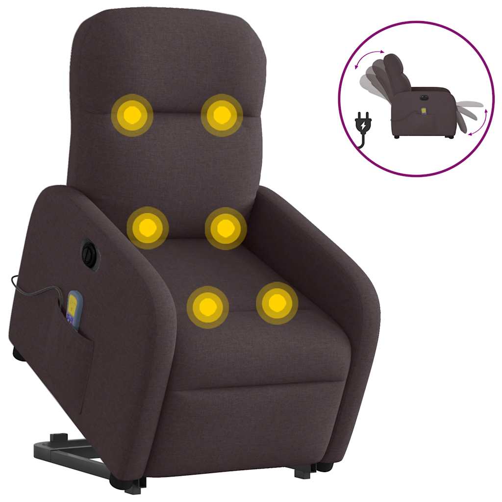 Fauteuil inclinable de massage électrique Marron foncé Tissu