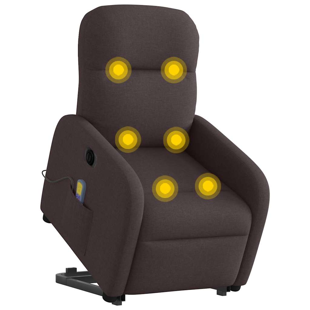 Fauteuil inclinable de massage électrique Marron foncé Tissu