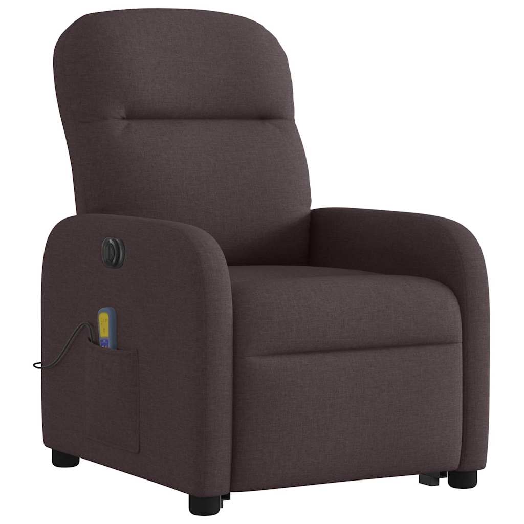 Fauteuil inclinable de massage électrique Marron foncé Tissu