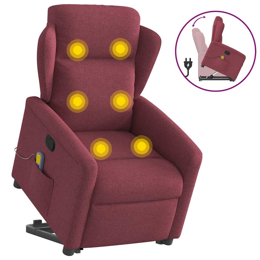 Fauteuil inclinable de massage Rouge bordeaux Tissu