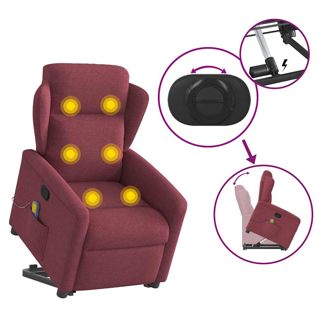 Fauteuil inclinable de massage Rouge bordeaux Tissu