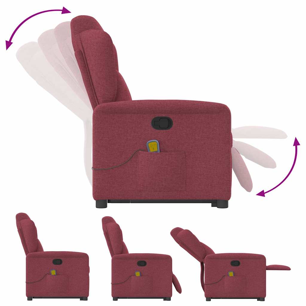 Fauteuil inclinable de massage Rouge bordeaux Tissu