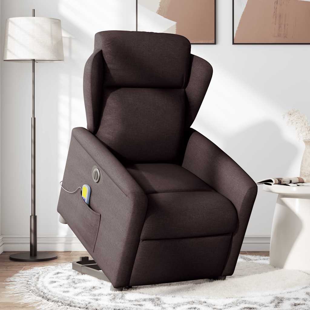 Fauteuil inclinable de massage électrique Marron foncé Tissu