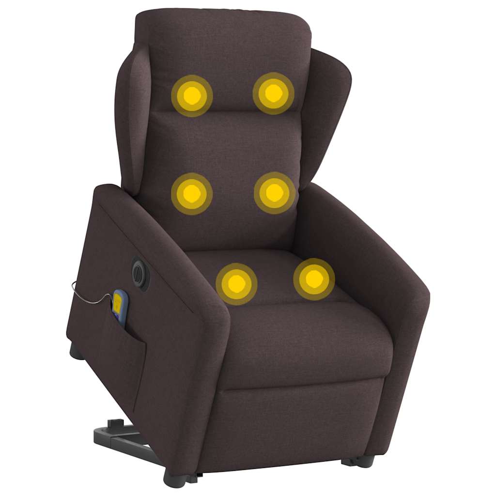 Fauteuil inclinable de massage électrique Marron foncé Tissu