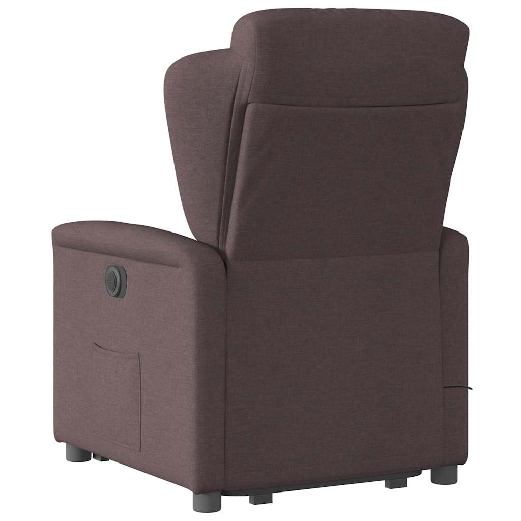 Fauteuil inclinable de massage électrique Marron foncé Tissu