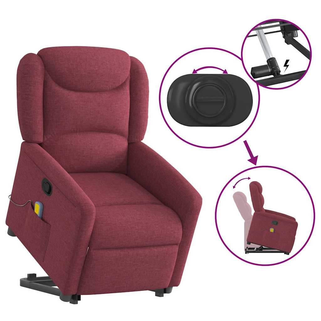 Fauteuil inclinable de massage Rouge bordeaux Tissu