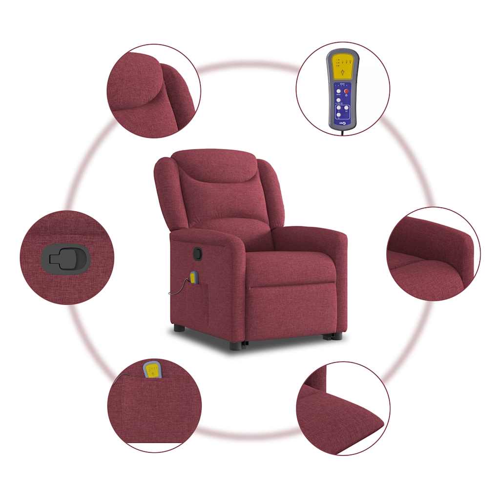 Fauteuil inclinable de massage Rouge bordeaux Tissu