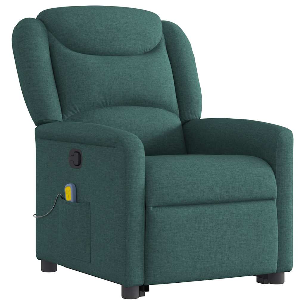 Fauteuil inclinable de massage Vert foncé Tissu