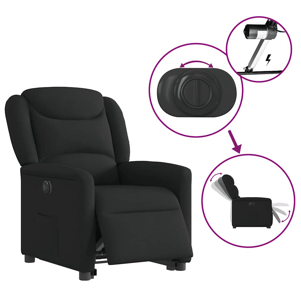 Fauteuil inclinable électrique noir tissu