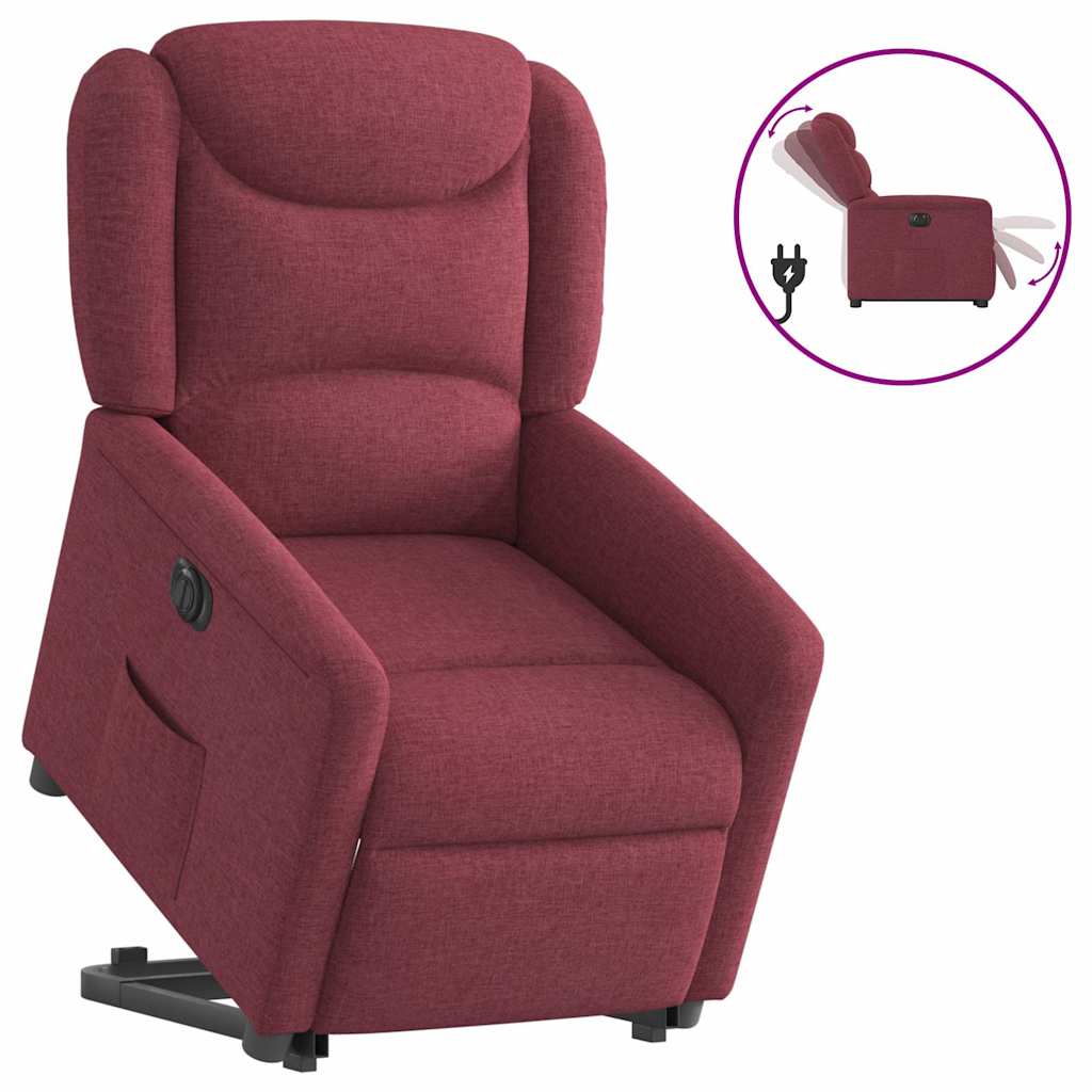 Fauteuil inclinable électrique rouge bordeaux tissu