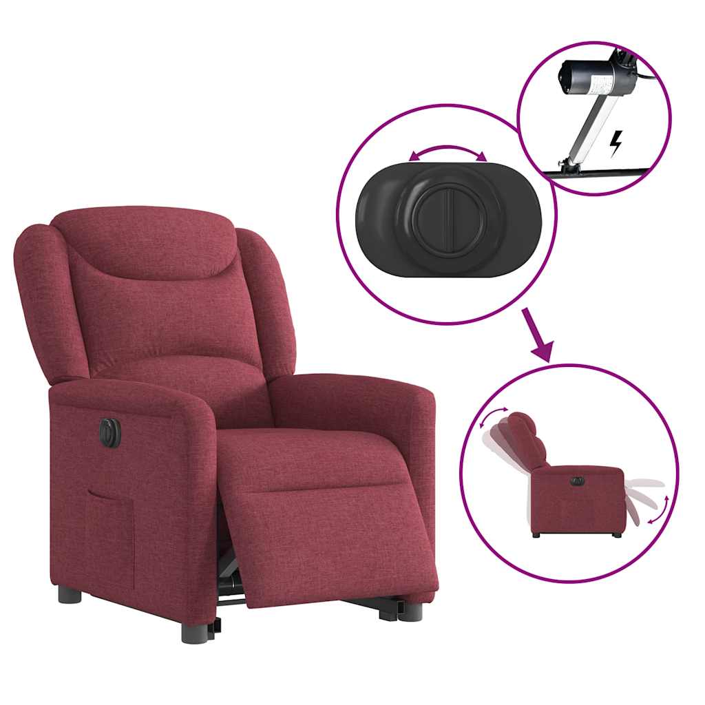 Fauteuil inclinable électrique rouge bordeaux tissu