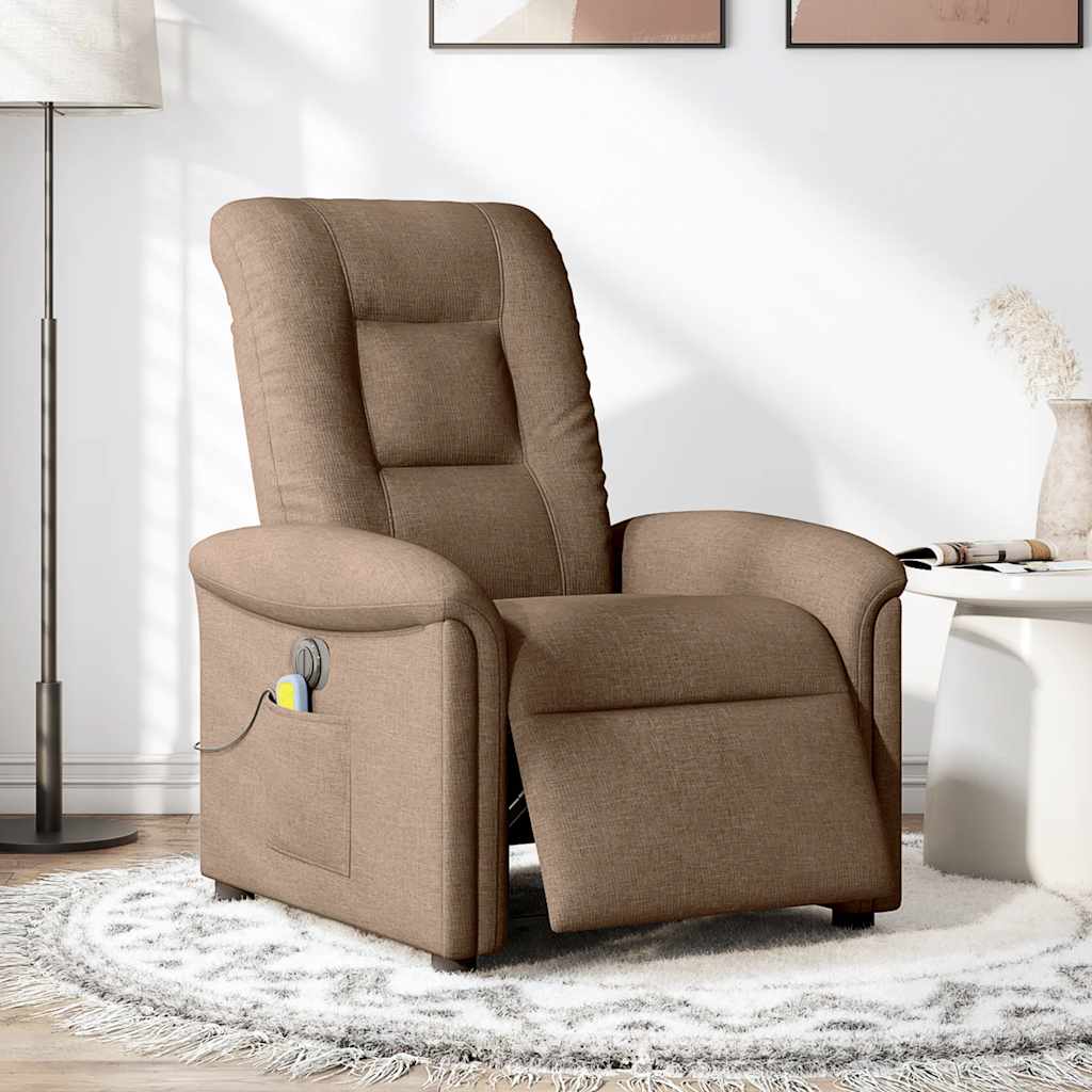 Fauteuil inclinable de massage électrique marron tissu