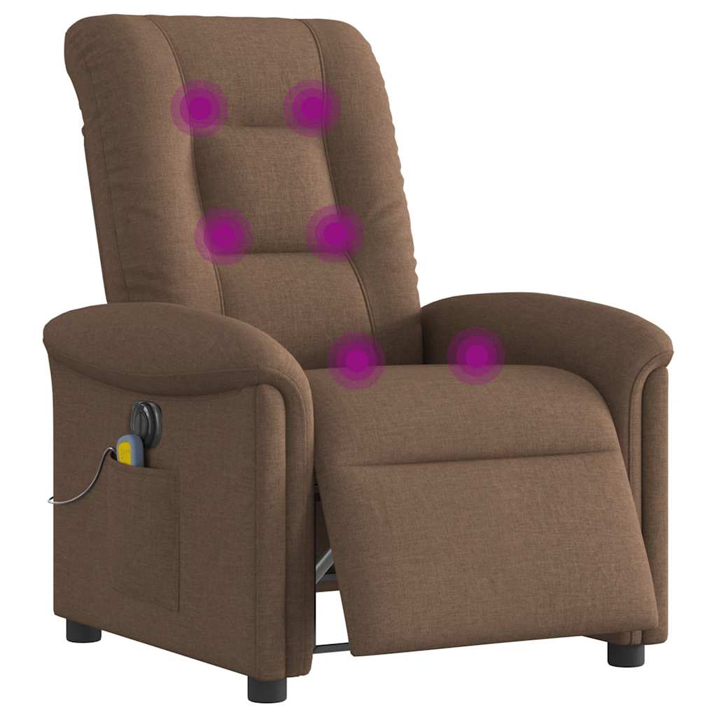 Fauteuil inclinable de massage électrique marron tissu