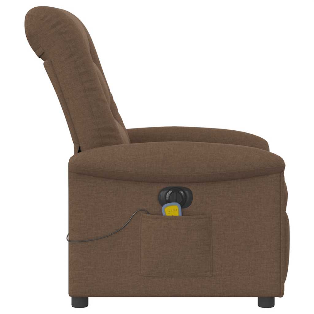 Fauteuil inclinable de massage électrique marron tissu