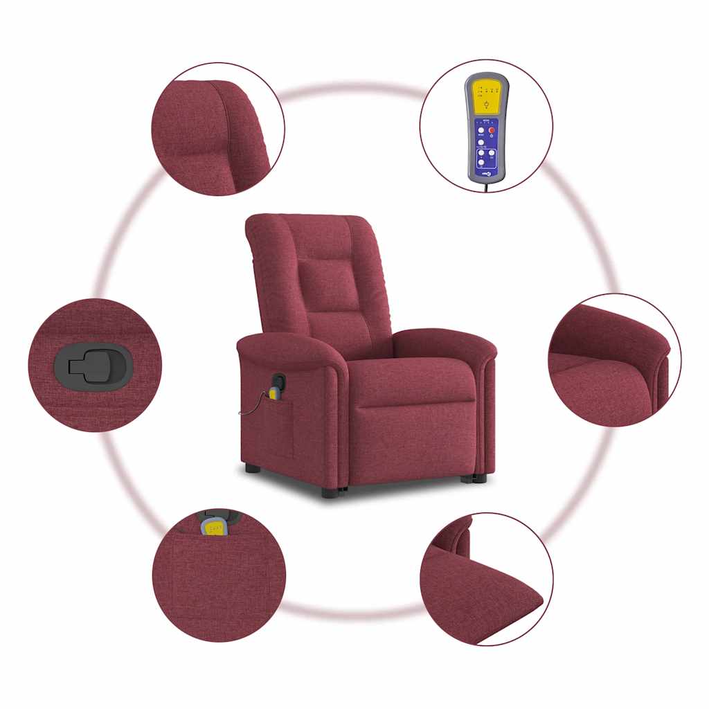 Fauteuil inclinable de massage Rouge bordeaux Tissu