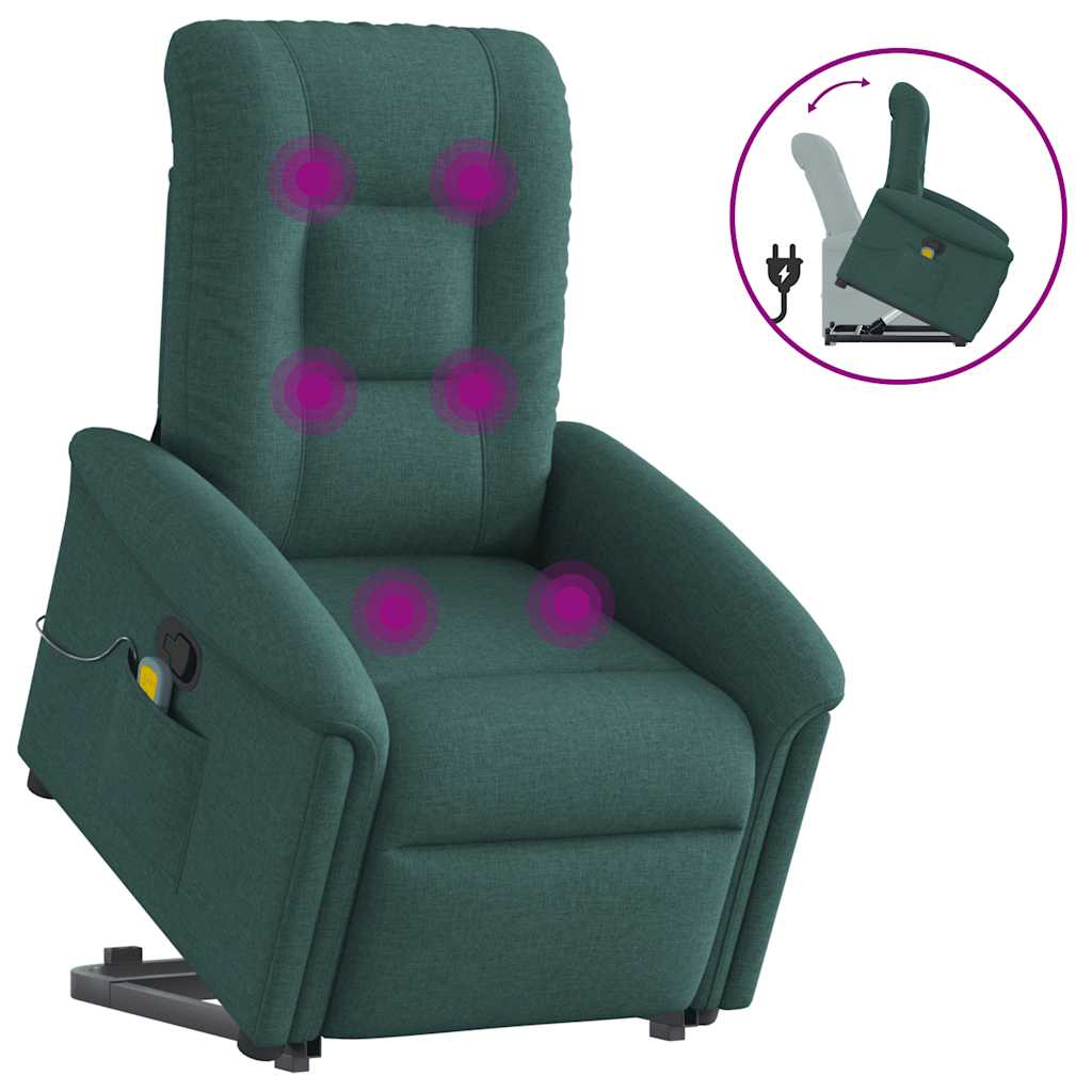 Fauteuil inclinable de massage Vert foncé Tissu