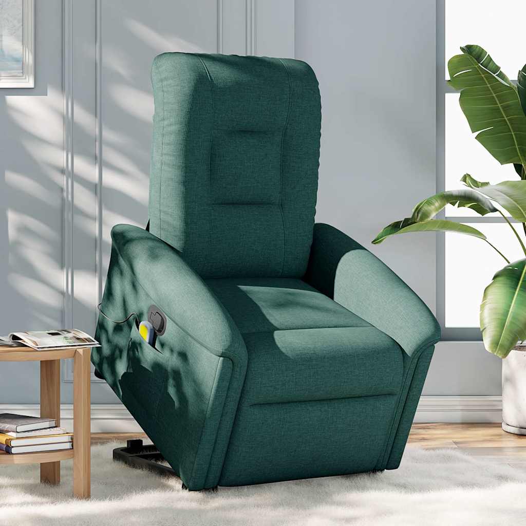 Fauteuil inclinable de massage Vert foncé Tissu