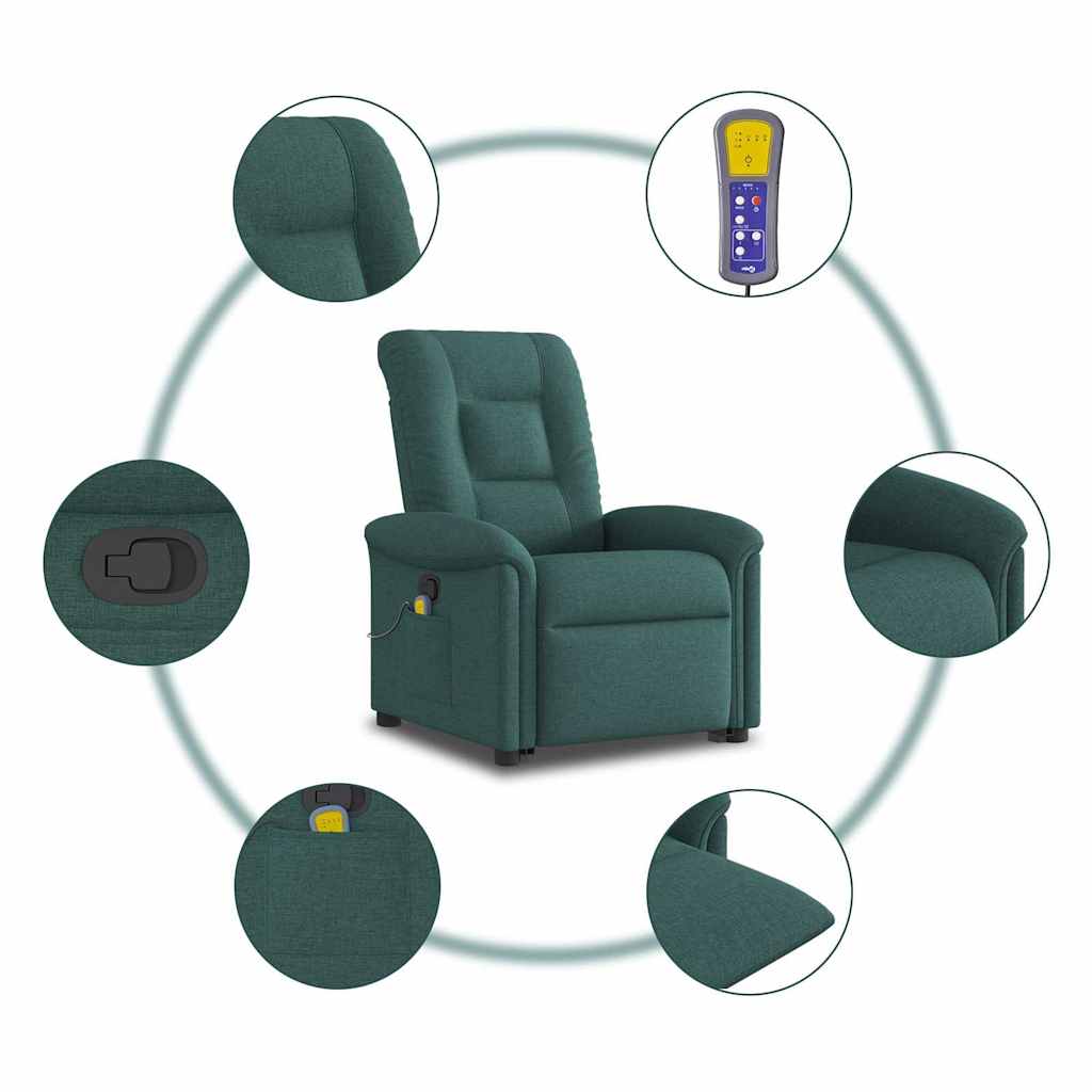 Fauteuil inclinable de massage Vert foncé Tissu