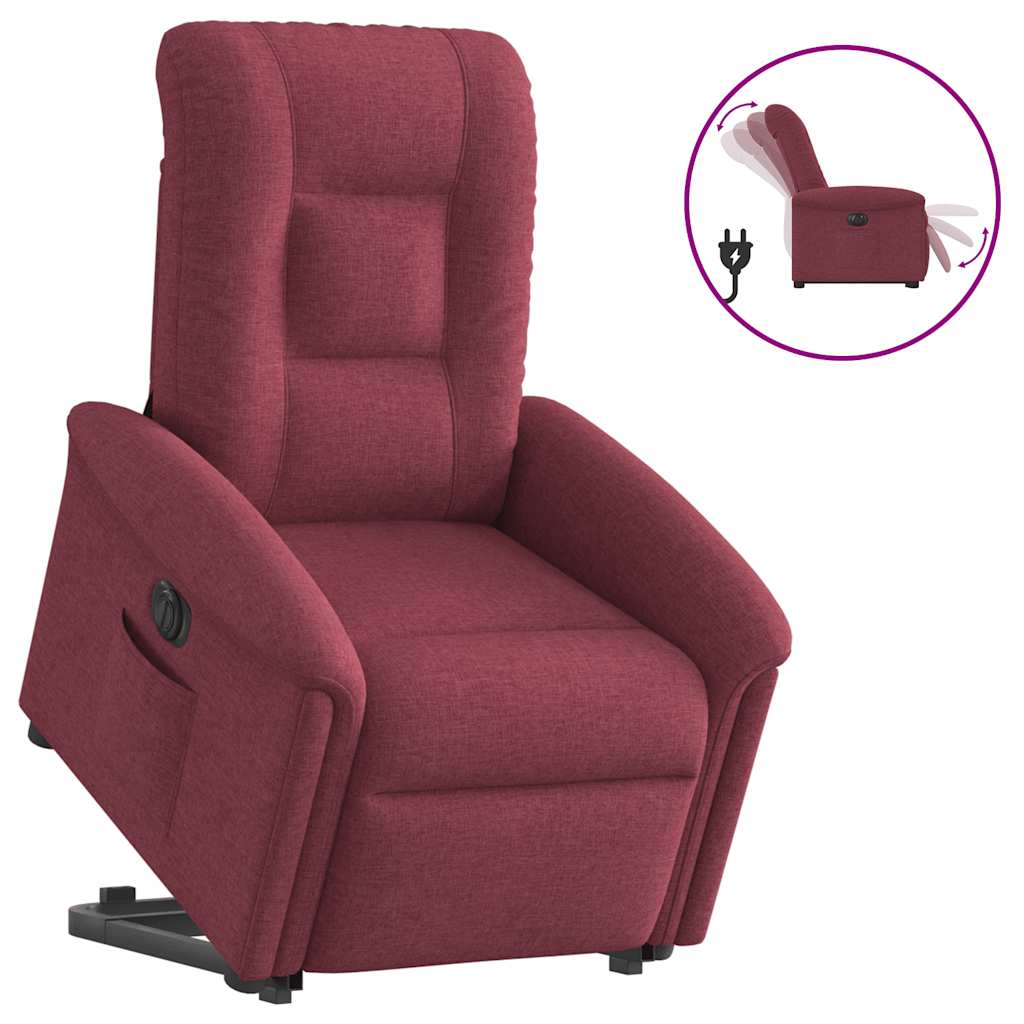 Fauteuil inclinable électrique rouge bordeaux tissu