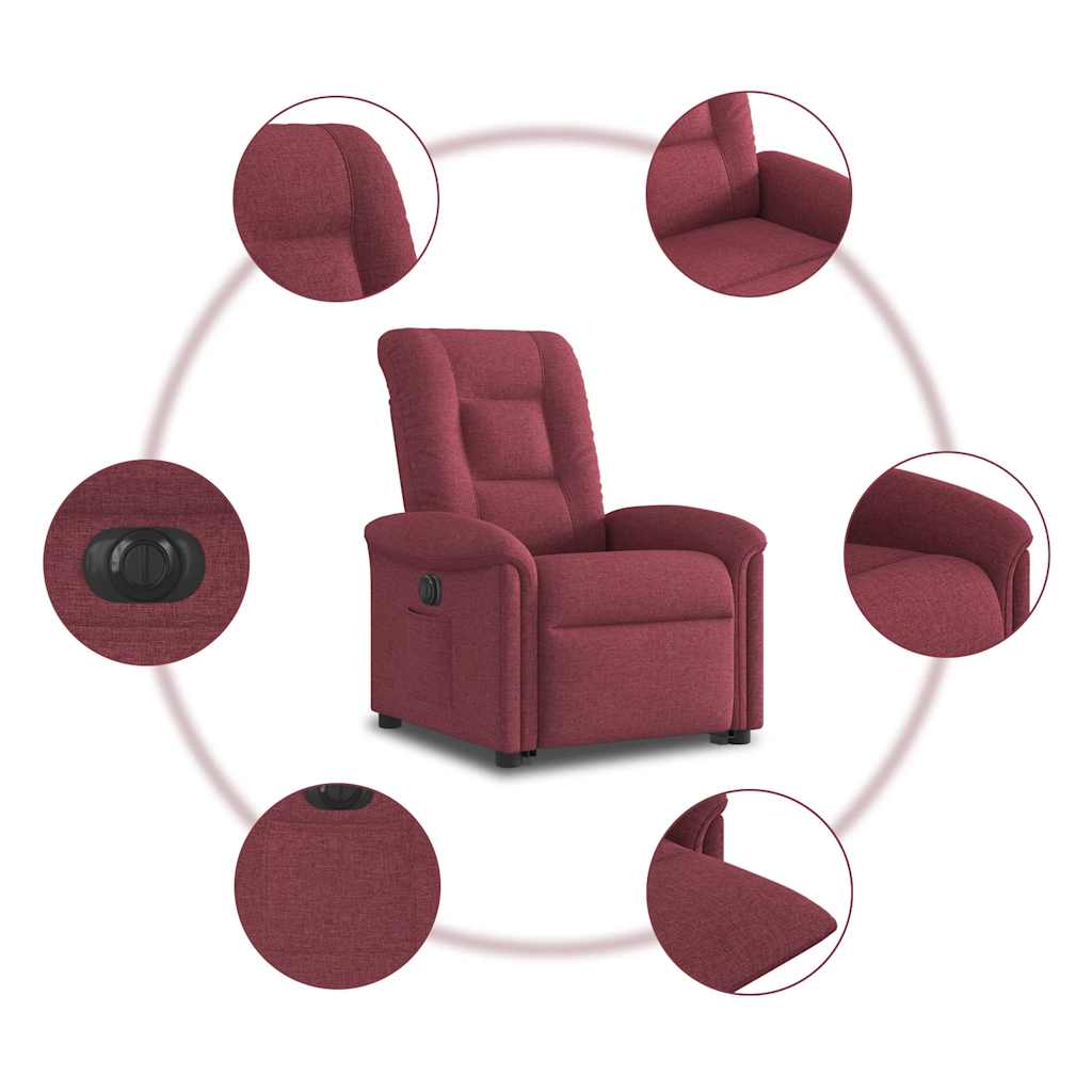 Fauteuil inclinable électrique rouge bordeaux tissu