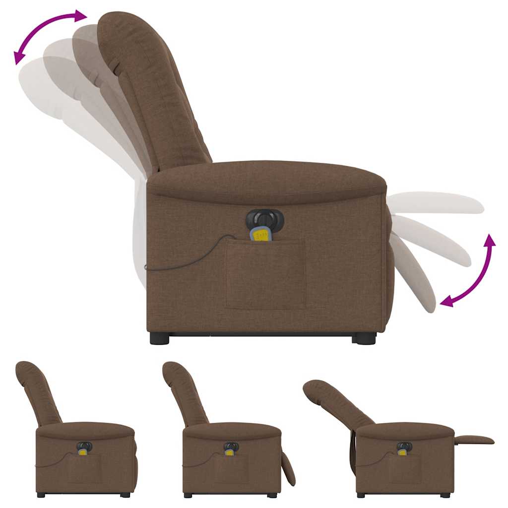 Fauteuil inclinable de massage électrique Marron Tissu