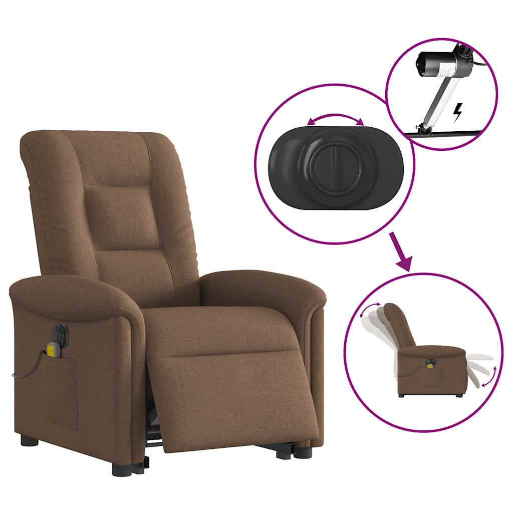 Fauteuil inclinable de massage électrique Marron Tissu