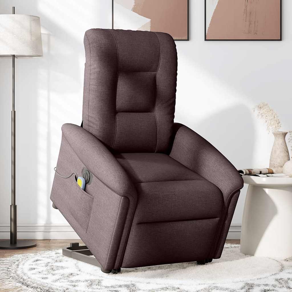 Fauteuil inclinable de massage électrique Marron foncé Tissu