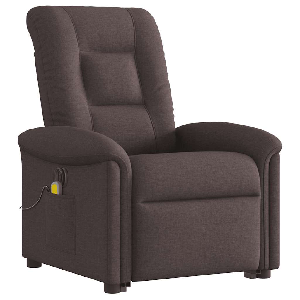 Fauteuil inclinable de massage électrique Marron foncé Tissu